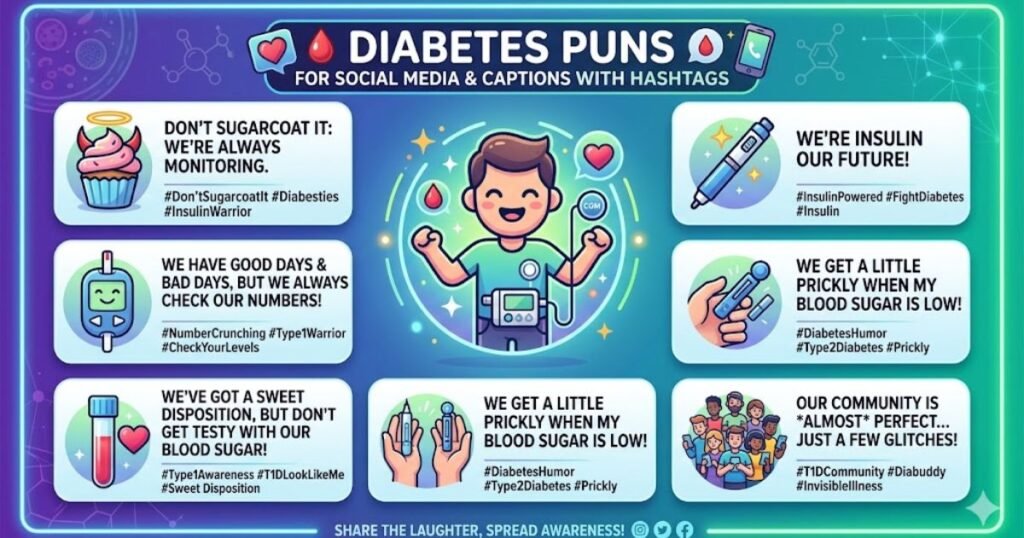 Diabetes Puns for Social Media & Captions with Hashtags