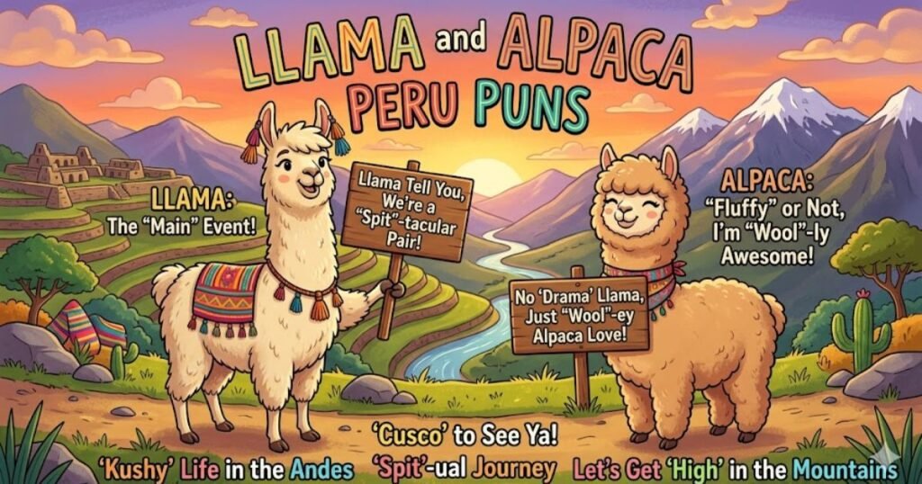 Llama and Alpaca Peru Puns